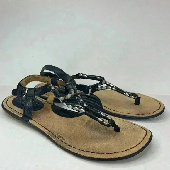 BOC Born of Concept Black/Tan Thong Sandals Summer/Hot/Beach/Pool - Picture 1 of 9